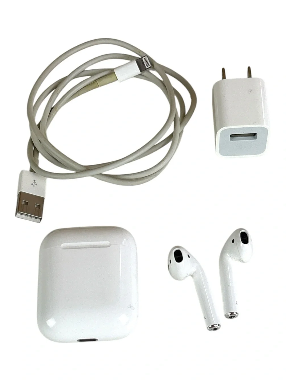 Apple White Wireless Earbuds with Case and Accessories
